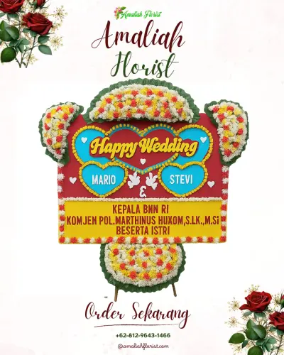 Karangan Papan Bunga Pernikahan di Galudra